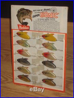 12 NOS Original Heddon Super Sonic Fishing Lures Store Display NOS