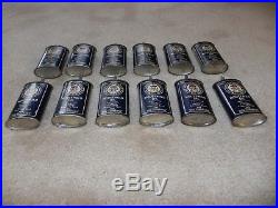 12 VINTAGE 3 oz MFA HOUSEHOLD OIL CANS STORE DISPLAY LEAD TOP HANDY RARE ANTIQUE