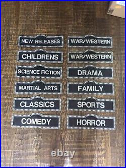 12 Vintage Original Video Store Used Genre Category Signs VHS Horror and More