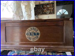 1800's Oak Store Display Cabinet Clark's Spool 4 Drawer With Slant Top Desk Opens