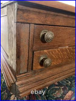 1800's Oak Store Display Cabinet Clark's Spool 4 Drawer With Slant Top Desk Opens