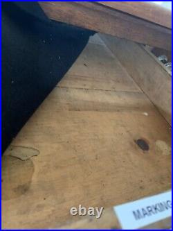 1800's Oak Store Display Cabinet Clark's Spool 4 Drawer With Slant Top Desk Opens