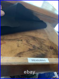 1800's Oak Store Display Cabinet Clark's Spool 4 Drawer With Slant Top Desk Opens