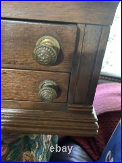 1800's Oak Store Display Cabinet Clark's Spool 4 Drawer With Slant Top Desk Opens 1800's Oak Store Display Cabinet Clark's Spool 4 Drawer With Slant Top Desk Opens