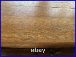 1800's Oak Store Display Cabinet Clark's Spool 4 Drawer With Slant Top Desk Opens