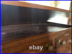 1800's Oak Store Display Cabinet Clark's Spool 4 Drawer With Slant Top Desk Opens
