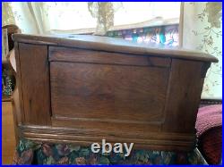 1800's Oak Store Display Cabinet Clark's Spool 4 Drawer With Slant Top Desk Opens
