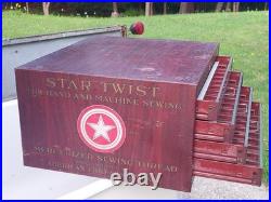 1920s Advertising Star Twist Sewing Thread Store Spool Display Cabinet 4 Drawers
