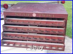 1920s Advertising Star Twist Sewing Thread Store Spool Display Cabinet 4 Drawers