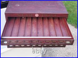 1920s Advertising Star Twist Sewing Thread Store Spool Display Cabinet 4 Drawers
