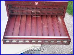 1920s Advertising Star Twist Sewing Thread Store Spool Display Cabinet 4 Drawers