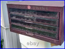 1920s Advertising Star Twist Sewing Thread Store Spool Display Cabinet 4 Drawers