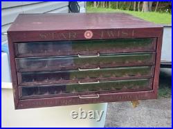 1920s Advertising Star Twist Sewing Thread Store Spool Display Cabinet 4 Drawers