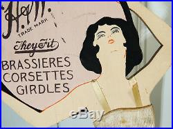 1920s Lingerie Corset Antique vtg Art Deco STORE DISPLAY Sign Pin-up Flapper