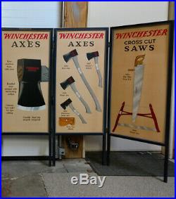 1922 WINCHESTER Store 2-side Advertising 5-Panel Set Display Poster Axes & Tools