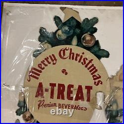 1930s A-Treat Store Display Vintage Bottle Holder Merry Christmas