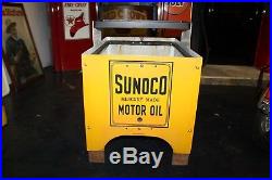 1930s Vintage Sunoco Motor Oil light-up store display Bottle Rack Porcelain