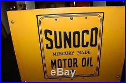 1930s Vintage Sunoco Motor Oil light-up store display Bottle Rack Porcelain