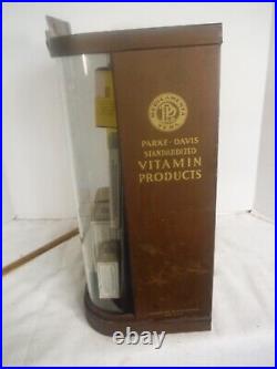1935 Parke-davis & Co Vitamin Advertising Counter Display Case Metal/curved Glas