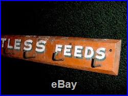 1940s Vintage FAULTLESS FEEDS Old Feed Store 36 inch Wood Display Sign