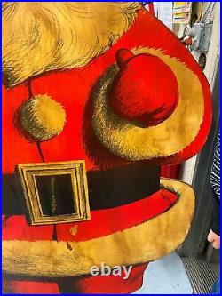 1950's Vintage Santa Claus Christmas 5' Gimbels Store Display Wood Litho Collect