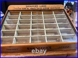 1950's Vintage Sheaffer's Lead Eraser Wood Store Counter Display Cabinet & Lead