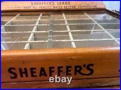 1950's Vintage Sheaffer's Lead Eraser Wood Store Counter Display Cabinet & Lead