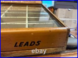 1950's Vintage Sheaffer's Lead Eraser Wood Store Counter Display Cabinet & Lead