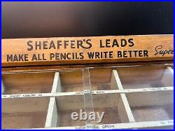 1950's Vintage Sheaffer's Lead Eraser Wood Store Counter Display Cabinet & Lead