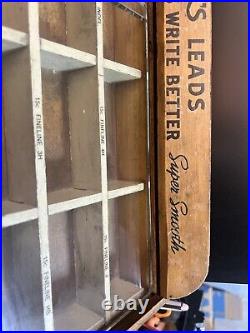 1950's Vintage Sheaffer's Lead Eraser Wood Store Counter Display Cabinet & Lead