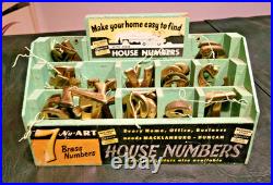 1950s / 60s VINTAGE NU ART BRASS HOUSE NUMBERS/ LETTERS WOODEN DISPLAY OVER 130