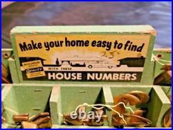 1950s / 60s VINTAGE NU ART BRASS HOUSE NUMBERS/ LETTERS WOODEN DISPLAY OVER 130