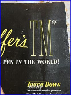 1952 Shaffer's Ink Pen Store Display Sign Counter Advertisment 14x10.5 VTG