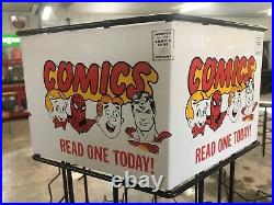1960's Vintage Comic Book Metal Store Display Spinner Rack Superman Spiderman