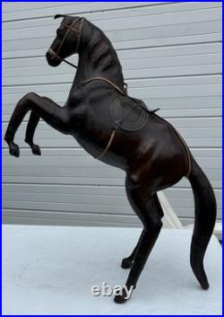 1990s Vintage Rearing Leather Horse Store Display