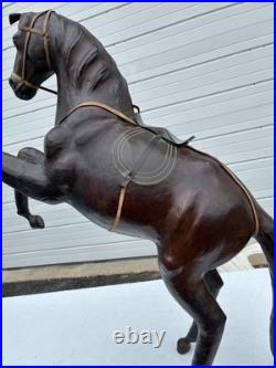 1990s Vintage Rearing Leather Horse Store Display