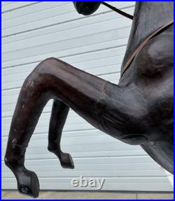 1990s Vintage Rearing Leather Horse Store Display