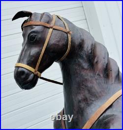 1990s Vintage Rearing Leather Horse Store Display