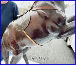 1990s Vintage Rearing Leather Horse Store Display