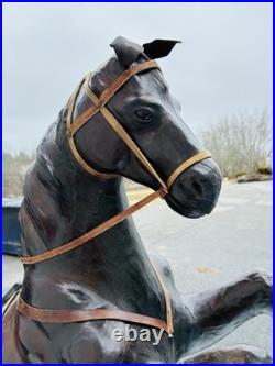 1990s Vintage Rearing Leather Horse Store Display
