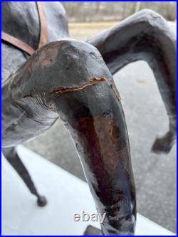1990s Vintage Rearing Leather Horse Store Display