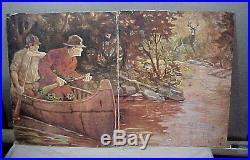 2 Panels of an Early Vintage Winchester Hunting Scene Advertising Store Display