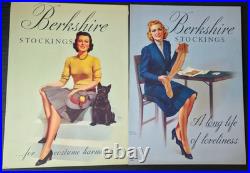2 STORE DISPLAYS VINTAGE BERKSHIRE STOCKINGS SIGN 1950s NOT USED