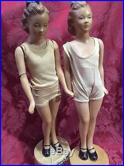 2 Vintage Art Deco Advertising Girl Counter Mannequin Display Tailored By Globe