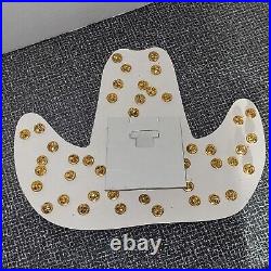 24 Vintage 1970s Gold Metal Mudflap Girl Pin Cowboy Hat STORE DISPLAY Lapel Pins