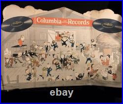 29 Tall Antique Vtg 1926 Columbia Records Store Counter Trifold Display Sign