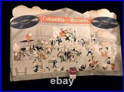 29 Tall Antique Vtg 1926 Columbia Records Store Counter Trifold Display Sign