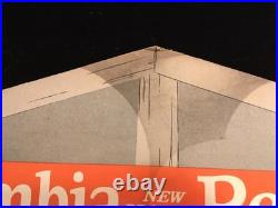 29 Tall Antique Vtg 1926 Columbia Records Store Counter Trifold Display Sign