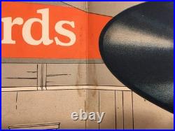 29 Tall Antique Vtg 1926 Columbia Records Store Counter Trifold Display Sign