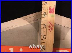 29 Tall Antique Vtg 1926 Columbia Records Store Counter Trifold Display Sign